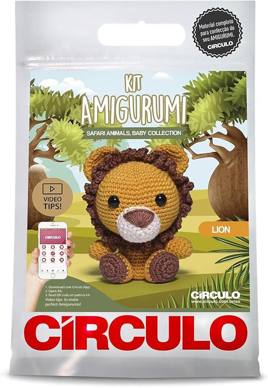 CIRCULO Amigurumi Kit - Safari Animal Crochet Kit for Beginners with Easy Instructions - All-Inclusive - Set with Premium Amigurumi Yarn - Lion