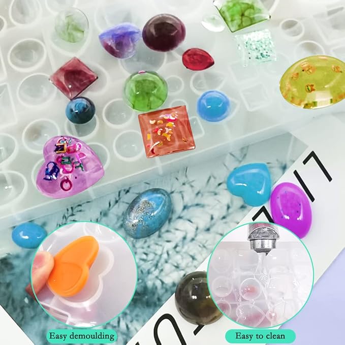 Jewelry Casting Molds DaKuan Large Gem Jewelry Silicone Casting Mold and 20pcs Silicone Pendant Resin Molds with Hanging Hole (5 Styles) for DIY Resin Crafts