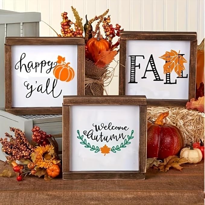 DGAGA Pumkin Silk Screen Stencils Reusable Self Adhesive Chalk Mesh Stencils Autumn Silkscreen Transfers for Painting on Wood,Craft,DIY Farmhouse Signs Screenprinting Starter Kit for Chalk Paste