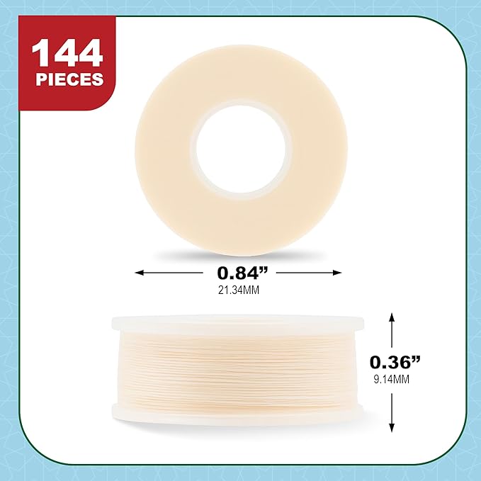 Mandala Crafts 144 Cream Size L Prewound Bobbins for Singer Sewing Machine -Size L Prefilled Bobbin Thread for Brother Sewing Machine and Embroidery