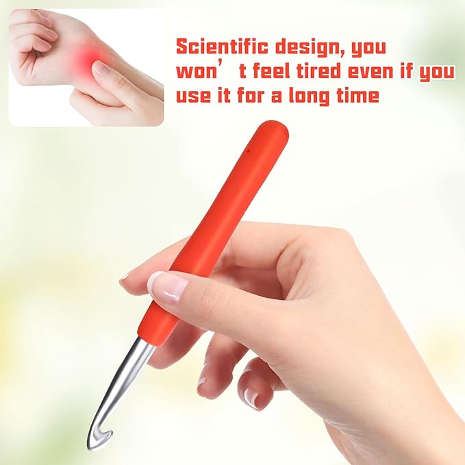 Crochet Hook, 9.0 mm Ergonomic Crochet Hook, Crochet Needles for Arthritic Hands, Knitting Needles with Soft Handle Beginners and Experienced Hobbyists (9.0 mm)