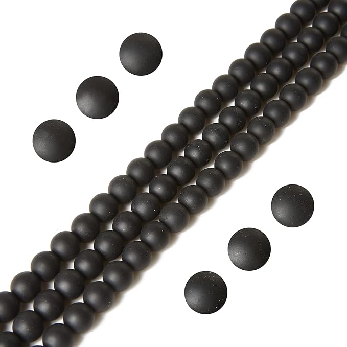 100pcs 10mm matte black beads natural gemstone beads round loose beads for jewelry making