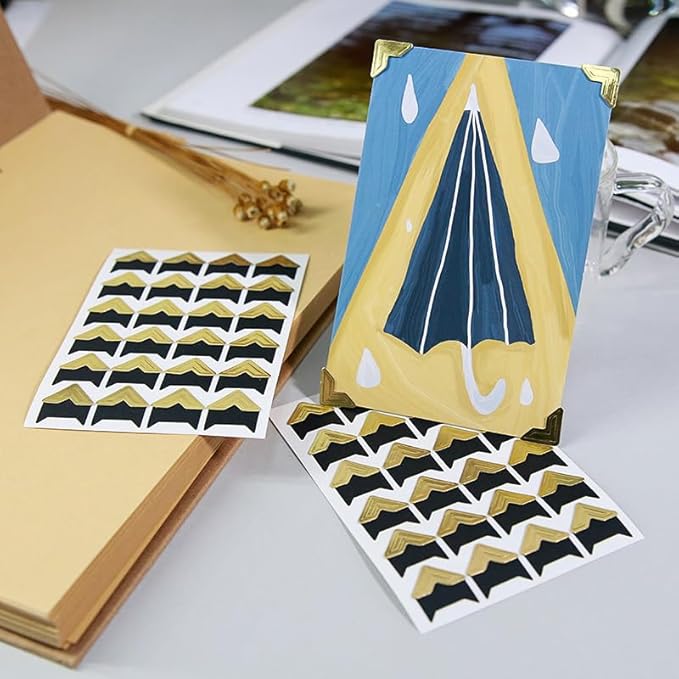 360 Count Self-Adhesive Acid Free Photo Corners for Scrapbooks Memory Books (Gold)