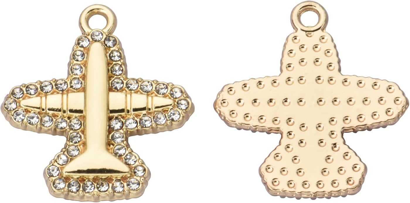Pack of 20 Rhinestone Charms Gold Plated Pendants Pave Crystal Accessories for Necklace Bracelet Jewelry Making DIY Crafting