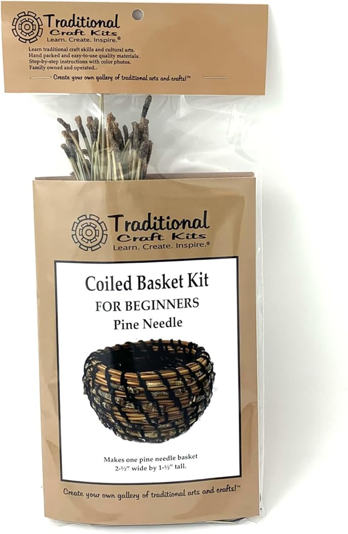 Traditional Craft Kits Coiled Basket Weaving Kit for Beginners (Pine Needle) - Weave Kit Complete with Basket Weaving Supplies and Instructional Booklet