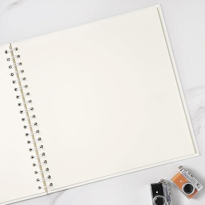 Scrapbook 10 x 10 Inch DIY Square Photo Window + 3 Corner Stickers, Photo Album Hardcover Kraft Paper Cream 40 Sheets/ 80 Pages