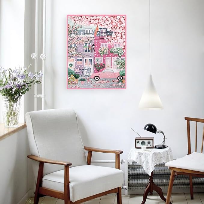 pink store stamped cross stitch kits for beginner, cherry blossom needlepoint counted cross stitch embroidery kits for adults, 11ct dimensions counted cross stitch patterns arts craft kits