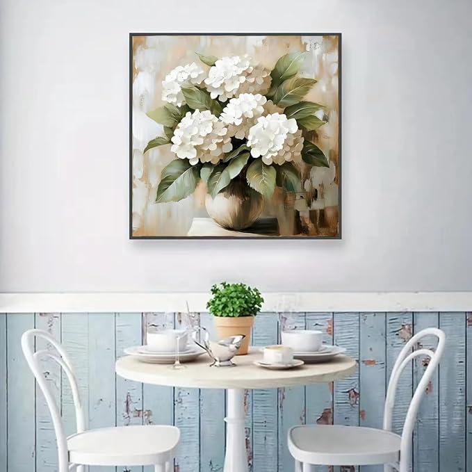 GEMFAMILY 5D Diamond Art Kits for Adults,Hydrangea Diamond Painting Kits for Beginner,DIY Round Full Drill Diamond Dots with Gem Art Kits Home Wall Decor 13.8 x 13.8 inch