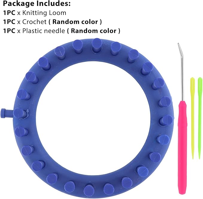 XuYelora Round Plastic Knit Quick Knitting Loom Set, DIY Home Round Manual Craft Tool with Crochet Hook Needle Kit for Loom Knitting Hats, Scarves Shawl Sock Blankets & More(Blue,Size:14cm)
