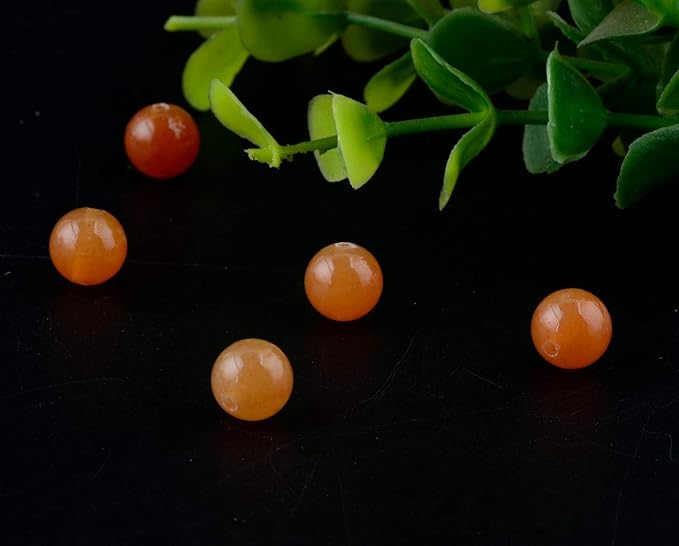 Natural Stone Beads 100pcs Round Genuine Real Stone Beading Loose Gemstones Hole Size 1mm DIY Smooth Bead for Bracelet Necklace Earrings Jewelry Making (Red Aventurine, 8mm)