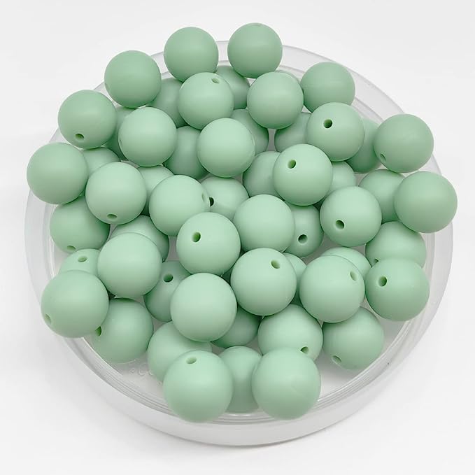 60Pcs 15mm Round Rubber Silicone Bead Bulk Loose Beads Gorgeous Making Kit for Keychain Tassels Necklace Bracelet Jewelry DIY Crafts Making