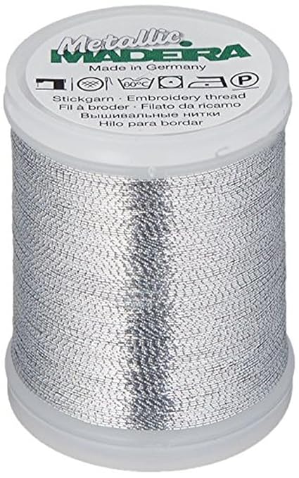 Madeira 9842-011 Metallic Nylon/Polyester Embroidery Thread, 40wt/220 yd, Textured Aluminum