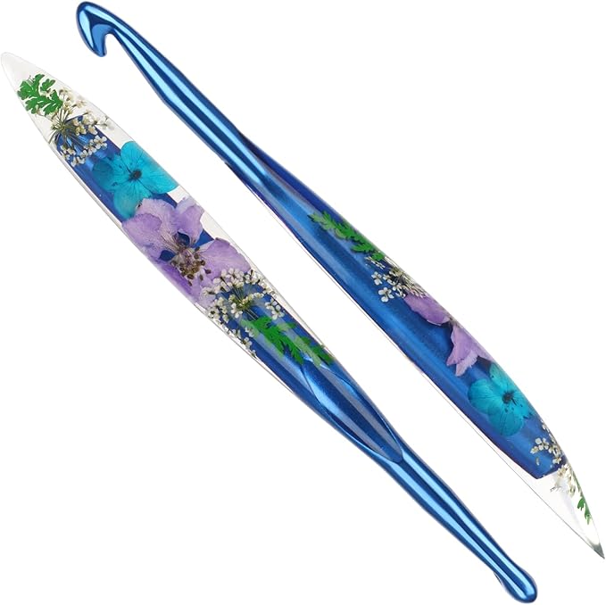 Katech 9mm Crochet Hooks with Floral Pattern-Elegant &Unique Crochet Needles-Longer Smooth Glide Crocheting Hook for Arthritic Hands, Beginners & Professional Ideal Crochet Gift(M)