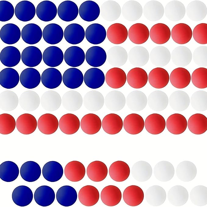 KnvsS 60pcs Silicone Beads Kit - Blue, Red, White - Round - Medium - Beads - Craft Bead - Keychain, Bracelet, Necklace - DIY Gift