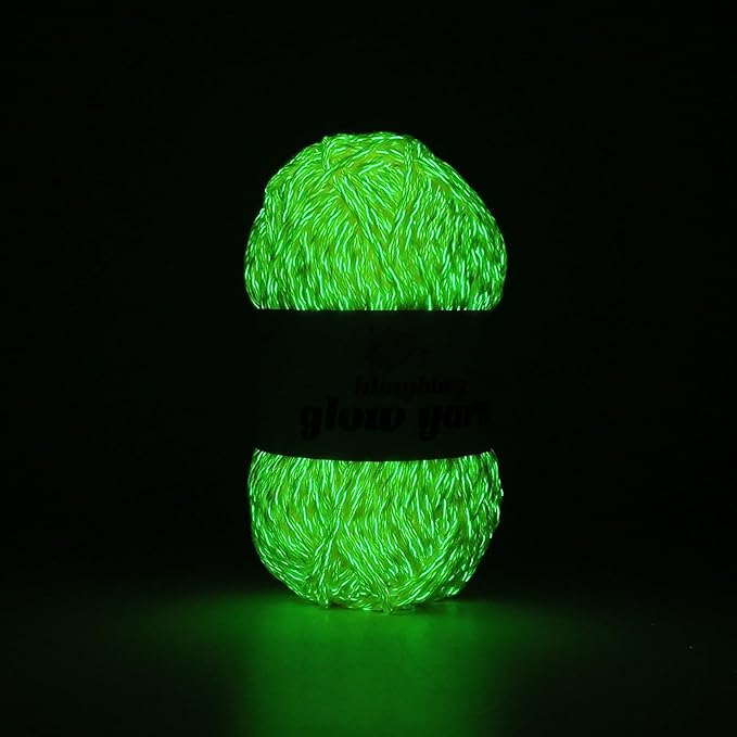 Glow in The Dark Yarn - 100g/3.5oz DK #3 Light Weight, Beginner-Friendly Crochet & Knitting Supplies (Pure Yellow, 1 Pack)