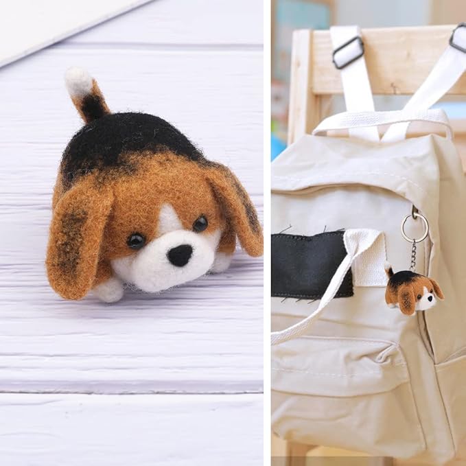 QMNNMA Needle Felting Starter Kit, Animals Needle Felting Set, DIY Wool Felt Materials Set with Felting Tool and Instruction for Craft Project and DIY Handmade