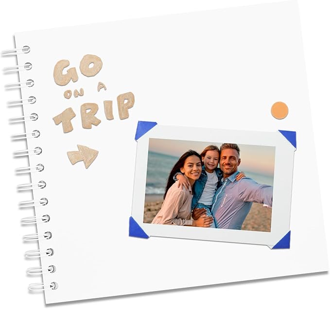 10X10 Inch DIY Scrapbook Photo Album, Kraft Blank Paper Scrap Book 40 Pages Memory Book for Wedding Family, White