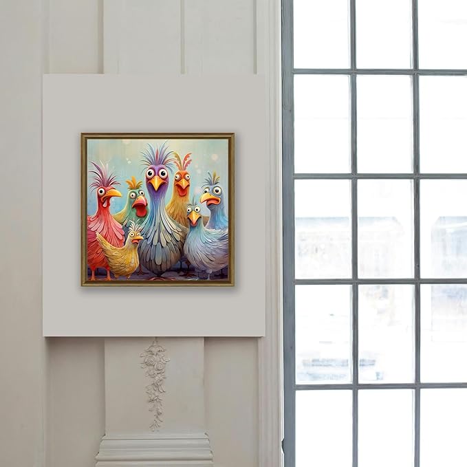 MBNTJHT Chicken Stamped Cross Stitch Kits for Adults Beginners, DIY Animals Needlepoint Counted Cross Stitch Kit for Adults,Cartoon Pattern Stitch Embroidery Kit for Wall Home Decor 14X14 Inch.