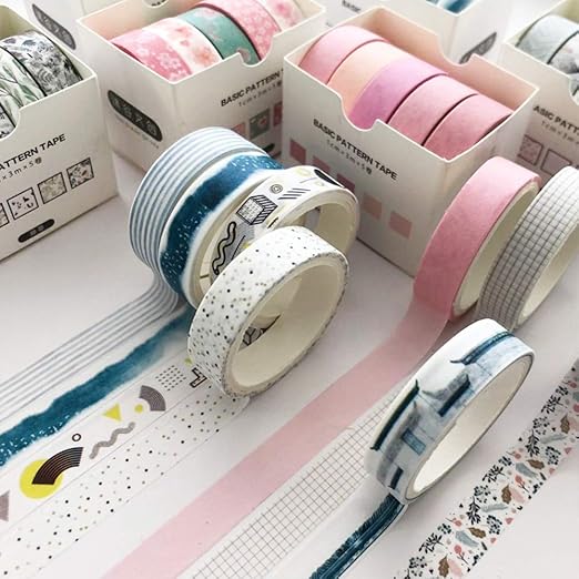 YUBBAEX 5 Rolls Washi Tape Set Creative Basic Skinny Masking Decorative Tapes for Arts, DIY Crafts, Journals, Planners, Scrapbooking, Wrapping (Sakurazen)