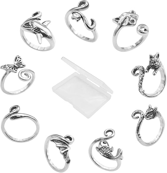 Crochet Rings for Finger Crocheting Adjustable Crochet Tension Ring for Finger Crochet Finger Guard Ring Knitting Yarn Tension Ring for Women (9)