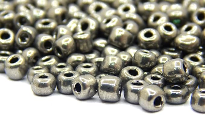 Perlin Glass Seed Beads 3mm 8/0 Round Mini Small Pony Beads 3300pcs for Making Earrings Bracelets Pendants Waist Jewelry DIY Handmade Metallic Color Kit (Antique Silver)