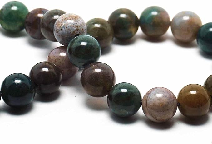 Natural Stone Beads for Jewelry Making - 10mm Gemstone Round Beads for Bracelets(35-38pcs, Indian Agate)