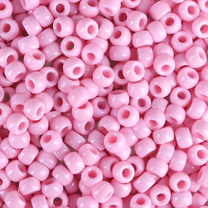 Pink Pony Beads 1000Pcs 9mm Pony Beads Bulk Pink Beads for Friendship Bracelets Kandi Beads Hair Beads for Braids Beads for Crafts