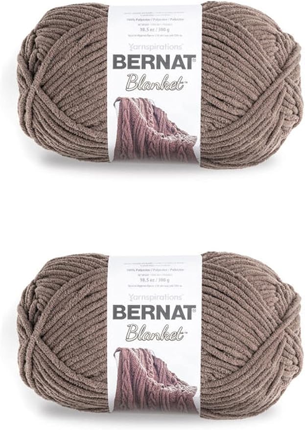 Bernat Blanket Taupe Yarn - 2 Pack of 300g/10.5oz - Polyester - 6 Super Bulky - 220 Yards - Knitting/Crochet