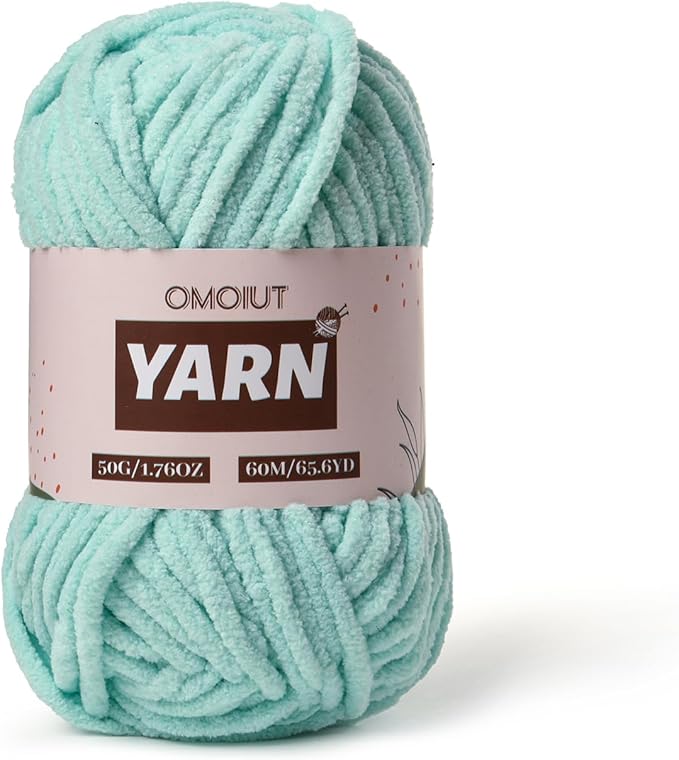 Plush Chenille Chunky Crochet Yarn - Baby Yarn for Crocheting Soft - Velvet Yarns Knitting for Blankets Crafts - Fluffy Amigurumi Yarns 50g / 65.6yd (Aqua Green)