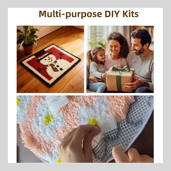 DIY Latch Hook Rug Kit Starfish and Sea Shells on Beach Stamped Carpet Tapestry 52x38cm Yarn Hooking Crochet Mat Home Floor Decor-2