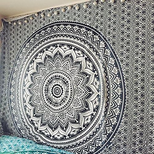 popular handicrafts tapestry wall hanging hippie ombre mandala bohemian hippy psychedelic design indian tapestries bedspread 84 x 90 inches (215cm x 230cm) red yellow