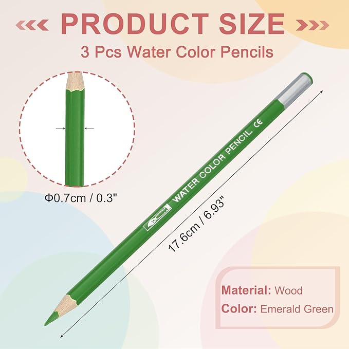 PATIKIL Watercolor Pencils, Emerald Green Color Pencil Set Sketch Coloring Drawing Colored Pencils Bulk Artist Drawing Supplies for Adult Coloring Book Blending, 3 Pcs