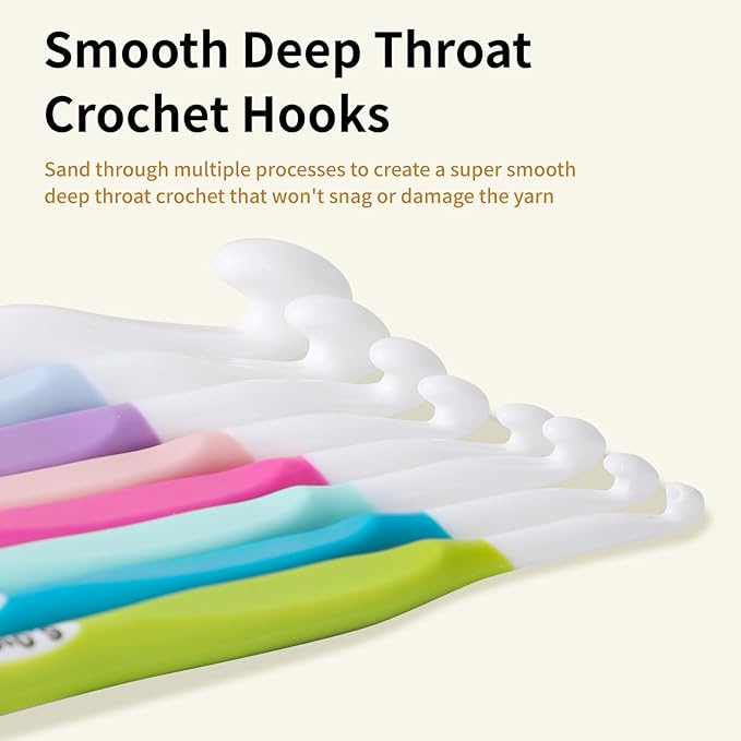 Froggod 8 Sizes Large Crochet Hooks Set, 20mm 15mm 12mm 10mm 9mm 8mm 7mm 6mm Crochet Hooks for Chunky Yarn, Long Ergonomic Crochet Needles with Rubber Handle