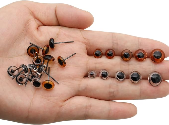 140Pcs Needle Felting Eyes 6-10mm mini Glass Amber with Clear Eyes Kits for Teddy Puppets Dolls Wool Felting Crafts