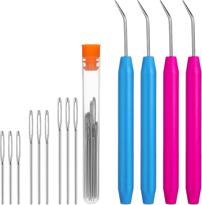 4pcs Knitting Loom Hooks Loom Knit Hook Set Colorful Knitting Loom Hook Tool and 9 pcs Steel Large-Eye Sewing Needles for Knitting Looms Knitting Boards Knitter and Crocheter