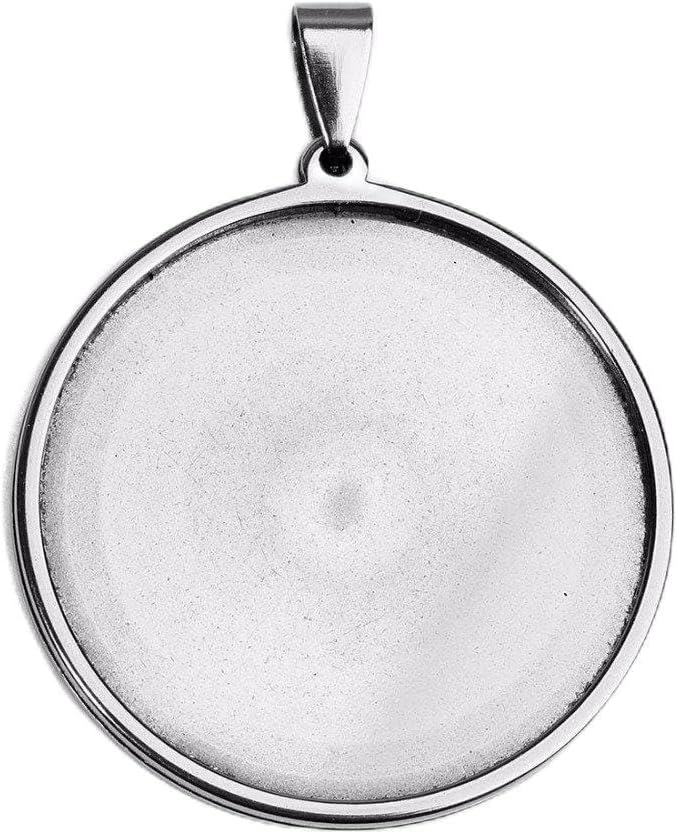 10pcs stainess steel cabochon base setting 20mm 25mm 30mm round cameo pendant trays diy jewelry blank bezel for necklace making (20mm)
