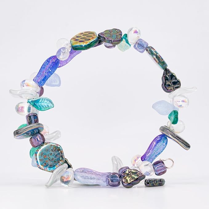 1.4oz (40g) Limited Mix of Czech Glass Beads, Hand Made Set Kit, Purple Crystal AB Sparkling Mix Fairytale