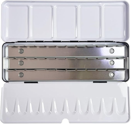 FCLUB Empty Watercolor Tins Palette - Medium Watercolor Palette Paint Case for Holding 36 Half Pans or 21 Full Pans