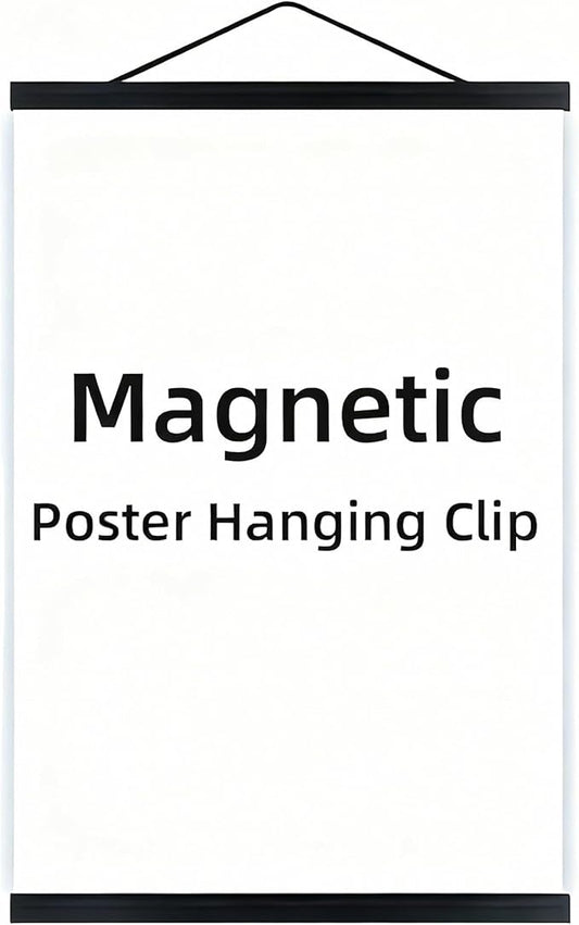 GrittyGrace Magnetic Poster Hanger Frame for 24x36 24x32 24x18 Movie Music Posters Wall Art,Teak Wood Picture Frames for Large Canvas Diamond Map Decor, Living Room Calendar Banner Tapestry Photo Hanging Stand (Black, 24in/60cm)