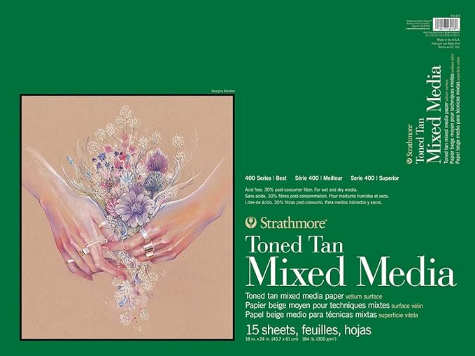 Strathmore 400 Series Toned Tan Mixed Media Pad, 18"x24" Glue Bound, 15 Sheets per Pad