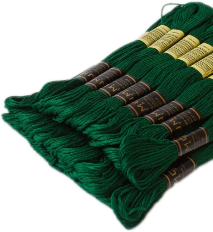 Pack of 50 Popular Colours Premium Embroidery Thread | 100% Egyptian Cotton Premium Skeins | Cross Stitch Embroidery Floss | Oeko TEX Certified| (24, 24 Skeins Green)