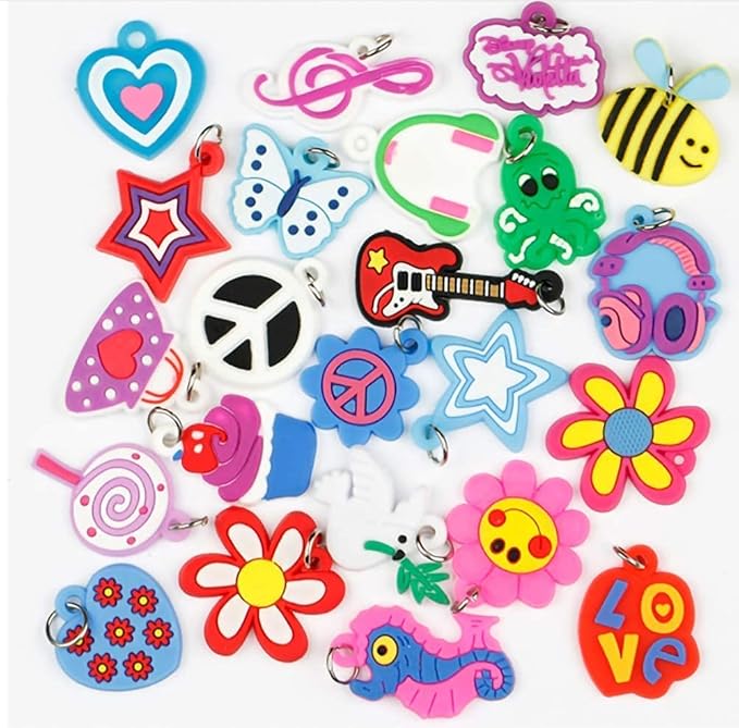 Flydem Rubber Loom Band Silicone Charm, Bracelet Charms,Loom Rubber Bands Charms,Bracelet Pendant,(105pcs)