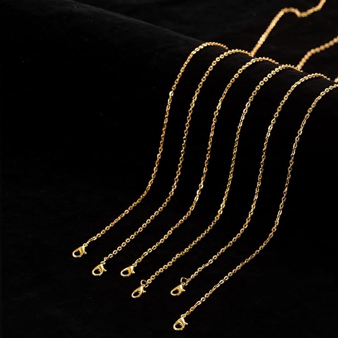 lemonkey 24 pack necklace chains bulk,gold plated diy cable link chains for jewelry making 18 inches