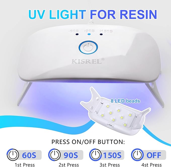 KISREL UV Resin Jewelry Making Kit, 200g Crystal Clear Resin with Light and Molds, DIY Jewelry Making Kit, Resina Starter Kit for Keychain and Earring