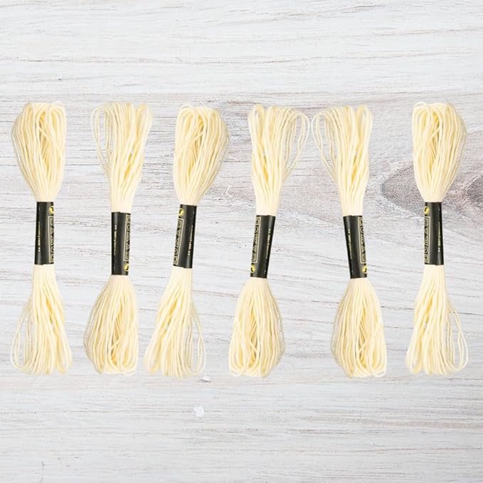 embroidery floss pack – 6 skeins, 8.7 yards each – ivory embroidery floss for needlework, diy bracelets, crafting, weaving