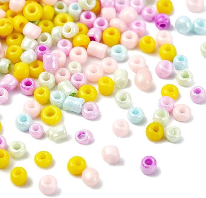 3185 Pcs Glass Seed Beads Bracelet Making Kit, Includes Glass Seed Beads, Flat Round Opaque White Acrylic Beads & Polymer Clay Beads with Elastic Cord, DIY Art Craft Gift for Girls
