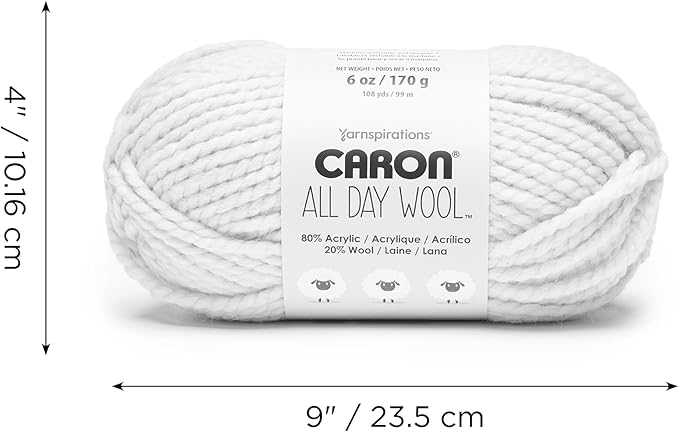 Caron All Day Wool Mustard Seed Yarn - 3 Pack of 170g/6oz - 80% Acrylic 20% Wool - # 6 Super Bulky - 108 Yards - Knitting/Crochet