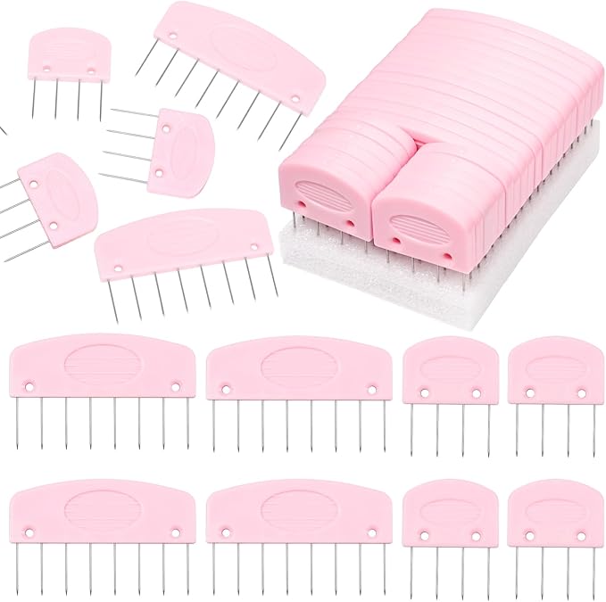 Knit Blocking Pins Kit, 25 Pcs Pink Color Knit Blocking Combs, Knit Blocking Combs for Blocking Knitting, Crochet, Lace or Needlework Projects,Knitting Block Tool for Blocking Mats