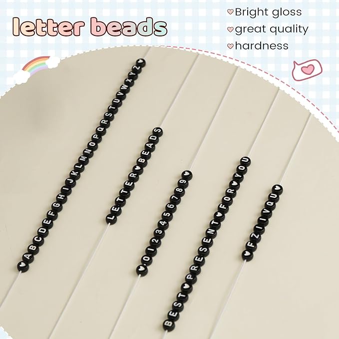 1400 Pcs Letter Beads Kit, 28 Styles White Acrylic Alphabet Beads Letter Beads for Jewelry Making wiht Number Beads Heart Beads Friendship Bracelet Kit