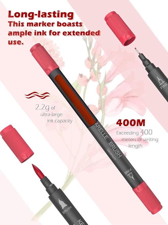 Markers for Adult Coloring Books: 80 Color Dual Tip Fine & Brush Pens Water-Based Coloring Marker for Adults Drawing Sketching Bullet Journal Writing Lettering No bleeding